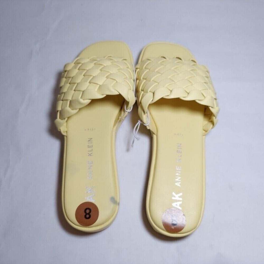 Anne Klein Iflex Slide 8 Sandals Yellow Tomisina Weaved Braided Platform Beach - Picture 7 of 8